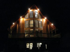 log cabin home security - Cabin Lights at Night