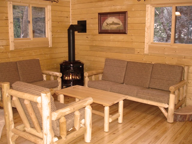 camping cabin interior; energy efficient log cabin