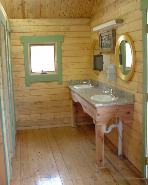 bathhouse log cabin kits - durango; campground restrooms