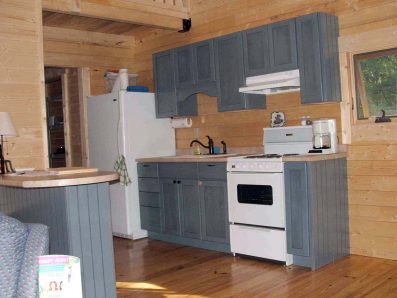 small log cabin kitchen